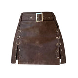 Vintage Tyylinen Tekonahkainen Minihame