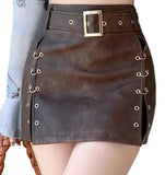 Vintage Tyylinen Tekonahkainen Minihame