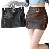 Vintage Tyylinen Tekonahkainen Minihame